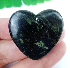 34x32x6mm Natural Green Kambaba Nebula Jasper Love Heart Pendant Bead EA84957