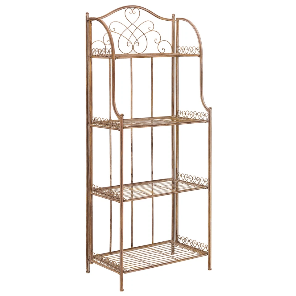 SAFAVIEH Outdoor Collection Amaris 4-Tier Bakers Rack | Rusty Orange | - Image 3 of 4