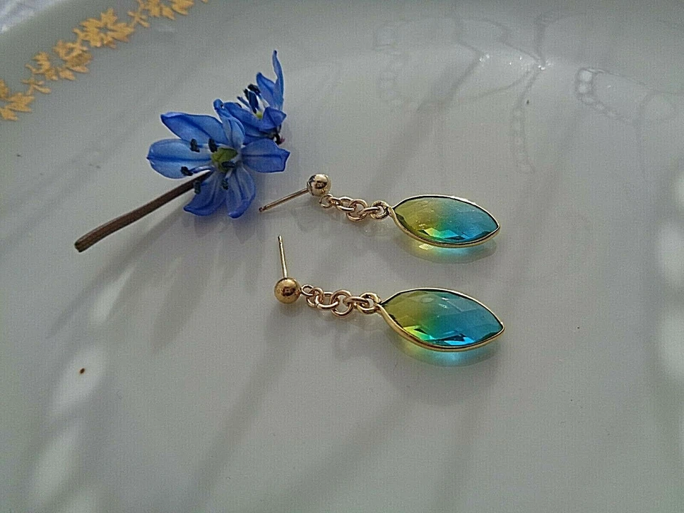 Ohrringe 14K Gold Filled mit Aura Quarz - Bild 3 von 4