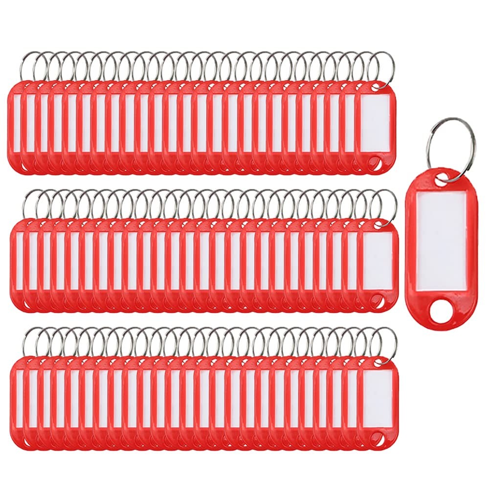Porte-clés rouge Premium avec anneau fendu renforcé, lot de 100 pièces