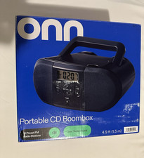 onn. Portable CD Boombox FM Radio CD/CD-R/CD-RW Headphone Jack Blue