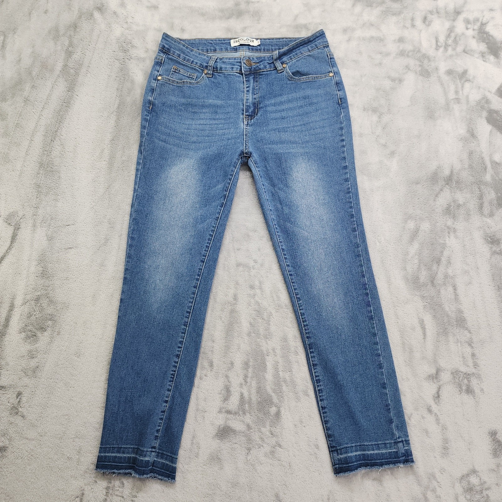 Womens 11 Juniors Blue Mid Rise Skinny Released Hem Stretch