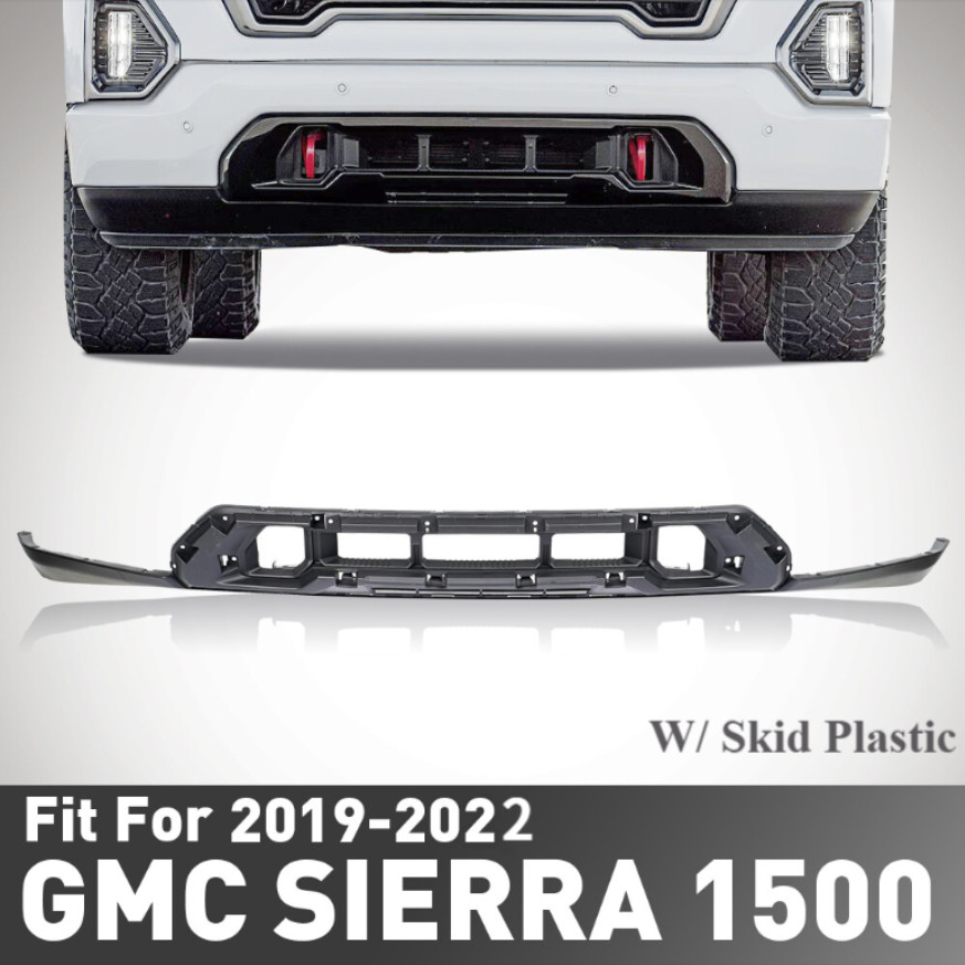 Front Lower Bumper Cover Fascia For 2019-2022 GMC Sierra 1500 W/Skid Plastic