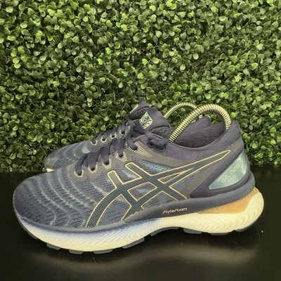 USED ASICS GEL-Nimbus 22 Navy Blue Gold 1012A587 Women's Size 7 Running