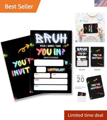 Boy Games Birthday Party Invitation Supplies with Envelopes Set of 20 Bruh Bi...