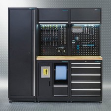 Datona  Werkstatteinrichtung Premium 200 cm Eiche Arbeitsplatte 136 cm Werkbank