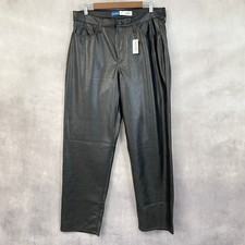 Old Navy OG Loose Faux Leather Pants Women 14 High Rise Straight Edgy Indie Moto