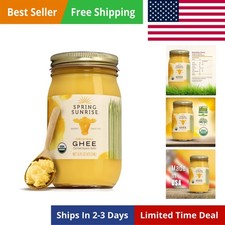 Organic Grass-Fed Ghee 16 oz, USDA Certified Clarified Butter, Keto Paleo F...