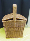 Large vintage picnic hamper double lid w/ handle 17" tall,  basket 12" X 12" exc — photo 9