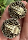 Chinese Antique Sterling Silver old filigree turquoise coral clip Earrings — photo 4