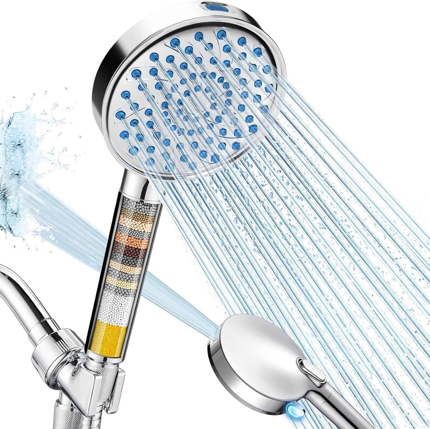 Filtered Handheld Shower Head - High Pressure 7-Mode with Filters for Hard Water