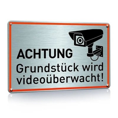 Blechschild Achtung Grundstück videoüberwacht 20x30cm TEL399