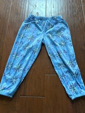 Girls' Blue Patterned Elastic Waist Pants Size 4