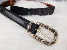 Brighton Belt XL 36 Leather Snakeskin Calf Hair Leather Black Rope Simple WOmen