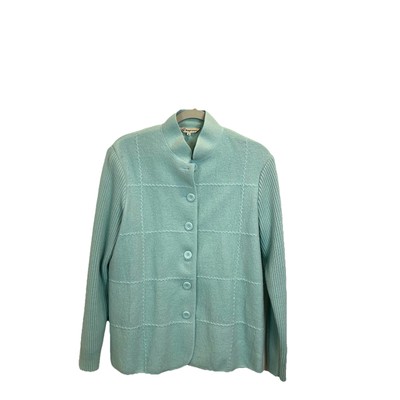 Clodagh Callaghan Size 12 Light Blue 100% Boiled Wool Button Front Blazer Jacket