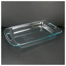 Pyrex Casserole Baking Dish 9" x 13" 3 Qt Clear Open Handle VGC