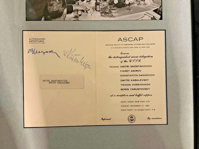 Dmitri Shostakovich & Dmitri Kabalevsky Signed 1959 ASCAP Invitation w/ Photo