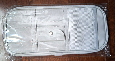 Gray 12.5''X6'' Da by Leather Car Sun Visor Organizer Pouch with Multi-Pocket Zips