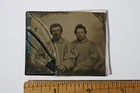 ANTIQUE AMBROTYPE PHOTO OF 2 CIVIL WAR SOLDIERS IN GREAT COATS Broken AS IS