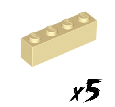 5x LEGO 3010   1x4 Stein   Brick   beige   Tan