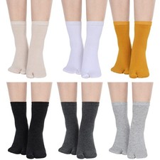 Bencailor 6 Pairs Tabi Socks Elastic Split Two Toe One Size, Classic Color