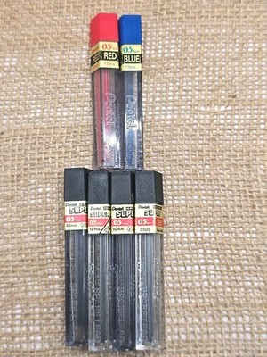 Pentel Super Hi-Polymer Lead Refill 0.5Mm Fine HB 72 Leads Red Blue Black