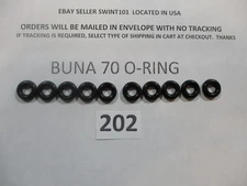 202 O-ring 1/4" ID x 1/2" OD x 1/8" thick. Buna-70.   Quan 10.
