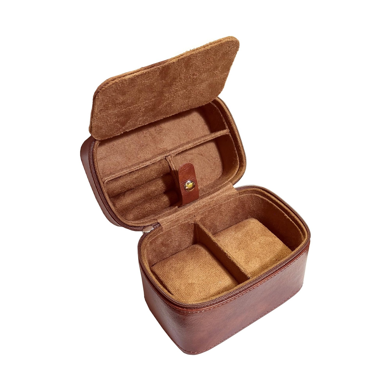 Longjet Watch Travel Case Men and Women with Jewelry Storage Box for 2 Brown