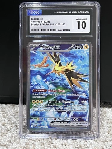 Zapdos 202/165 EX CGC 10 Special Illustration Rare Pokémon 151 Card Mew EN GEM