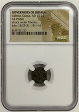 NGC Roman Judaea - Valerius Gratus (15-26 AD) Bronze Prutah/Widow's Mite, Christ