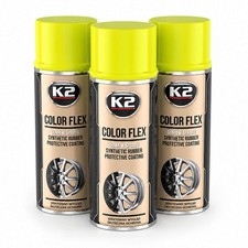 3x K2 COLOR FLEX Spr&uuml;hfolie Gelb 400ml Felgenfolie Auto Sprayfolie Fl&uuml;ssiggummi 