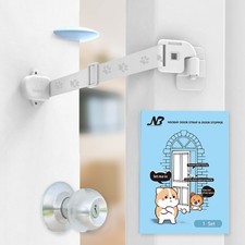 Adjustable Door Strap and Latch, Damage-Cat Door Latch to Keep Dog Out of Lit...