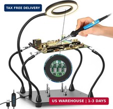 Helping Hands Soldering Magnifying Glass, Upgrade Soldering Station with 3X LED