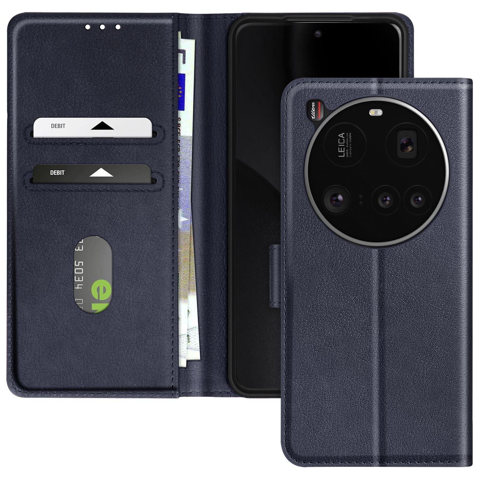 Coque Xiaomi 15 Ultra Avizar à clapet portefeuille en cuir bleu nuit