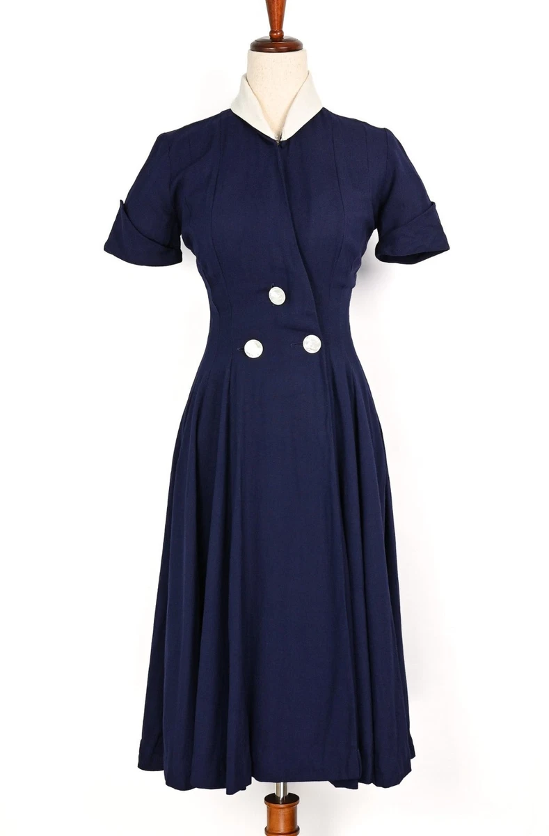 blue dress for baby girl 1940's Blue Floral Rayon Dress