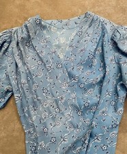 1930 s/1940 s Vintage Blue Floral Gown/House Dress/Nightgown M/L