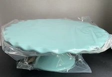 Susie Cakes Cake Stand 10" Light Aqua Blue Plastic 2 Piece Set NEW