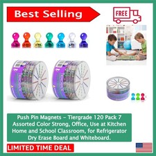7 Assorted Color Push Pin Magnets - Strong Stylish for Fridge Whiteboards