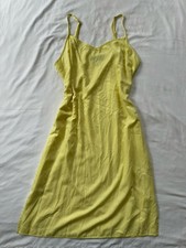 Urban Outfitters Yellow Sleeveless Strappy Side Slit Midi Slip Dress Size L