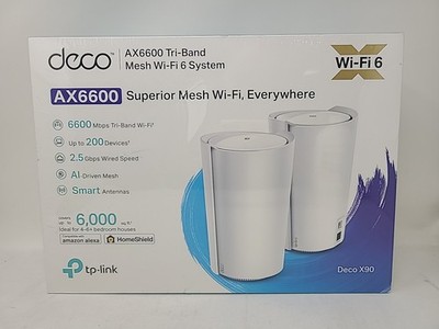TP Link Deco X90 White AX6600 Tri-Band Mesh Wi-Fi 6 System 6000 SqFt 2-Pack NEW 