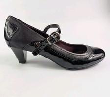 Marks And Spencer Footglove Black Leather Mid Heel Shoes Uk 6.5