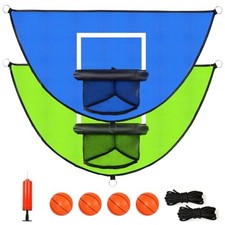 2PCS Large Trampoline Basketball Hoop Set 35.4" 19.7" with 4 Mini Blue, Green