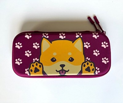  Nintendo Switch Tasche Aufbewahrungstasche Hardcase, rosa Hundemotiv