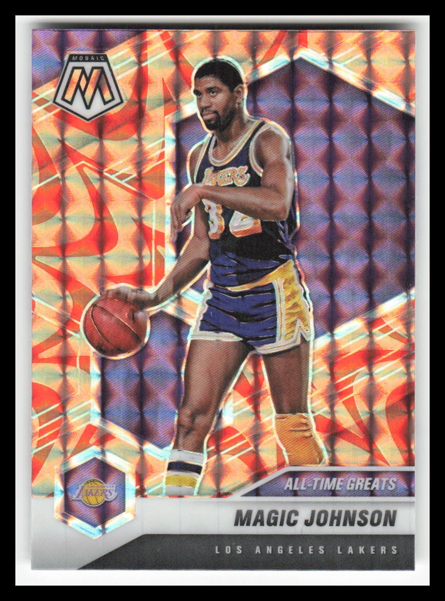 2020-21 Panini Mosaic Mosaic Reactive Orange #288 Magic Johnson
