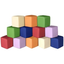 Foam Building Blocks for Kids: 12-Pieces PU Leather Colorful Foam Blocks - Bu...