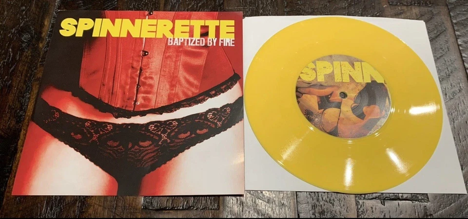 SPINNERETTE Baptized By Fire 7” Yellow Vinyl-Brody Dalle The Distillers Sourpuss - Image 4 of 4