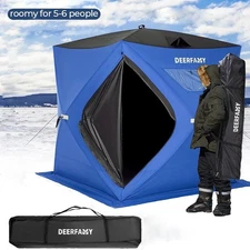 5-6 Person Portable Ice Shelter Pop-Up Ice Fishing Shanty Tent with Carrying Bag