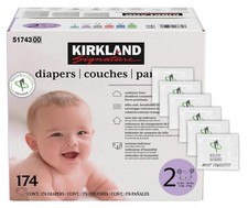 Kirkland Signature Diapers Size 2 12-18 lbs 174 Count  Exclusive Wipes