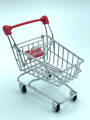 #ad #ad Mini Grocery Shopping Cart metal Toy Market Basket red handle small 4quot; $15.97