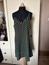 SHEIN Ladies Slip Dress Size S Green Polka Dot Sleeveless Strappy Lightweight